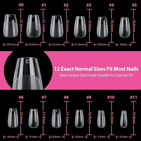 GV281 THR3E STROKES Soft Gel NailTips, Full Cover Clear Soft NailTips for Artificial False Nails Extension Nail Salons DIY NailArt with Box, 550PCS (SHORT COFFIN N22)