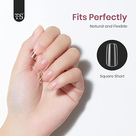 GV282 THR3E STROKES Soft Gel NailTips, Full Cover Clear Soft Nail Tips for Artificial FalseNails Extension Nail Salons DIY NailArt with Box, 550PCS (SHORT NATURALS N3)