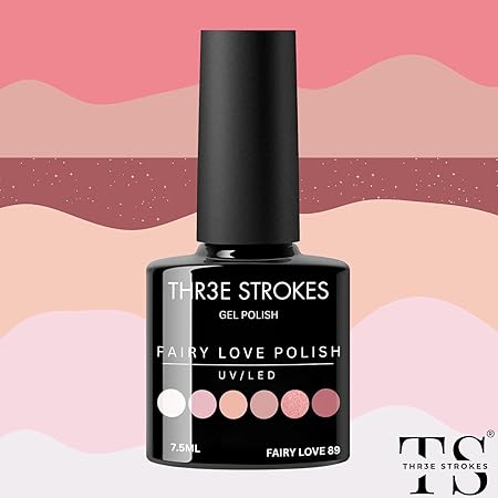 GV306 THR3E STROKES Gel Nail Polish, Nude Pink 6 Colors Gel Nail Polish Set Neutral Glitter Nail Polish Gel Classic Nude Sheer Pink Gel Polish LED Nail Art Manicure Soak Off DIY Salon Gifts for Women Girls (FAIRY LOVE 89, 15ml)