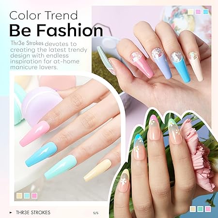 GV308 THR3E STROKES Gel Nail Polish Set - 6 Colors Gel Polish Glitter Gel Polish Sparkle Nail Polish Gel Manicure DIY Salon Nail Art Gifts (VENICE PASTELS (VP22), 7.5ML)