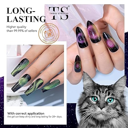 GV310 THR3E STROKES Gel Nail Polish Set - 6 Colors Gel Polish Glitter Gel Polish Sparkle Nail Polish Gel Manicure DIY Salon Nail Art Gifts (COMET 69, 7.5ML)