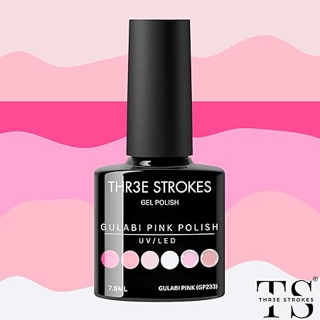 GV315 THR3E STROKES Gel Nail Polish Set - 6 Colors Gel Polish Glitter Gel Polish Sparkle Nail Polish Gel Manicure DIY Salon Nail Art Gifts (GULABI PINK (GP233), 7.5ML)