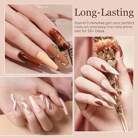 GV316 THR3E STROKES Gel Nail Polish Set - 6 Colors Gel Polish Glitter Gel Polish Sparkle Nail Polish Gel Manicure DIY Salon Nail Art Gifts (CARAMEL 234, 7.5ML)