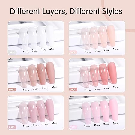 GV317 THR3E STROKES Gel Nail Polish Set - 6 Colors Gel Polish Glitter Gel Polish Sparkle Nail Polish Gel Manicure DIY Salon Nail Art Gifts (NUDE 234, 7.5ML)