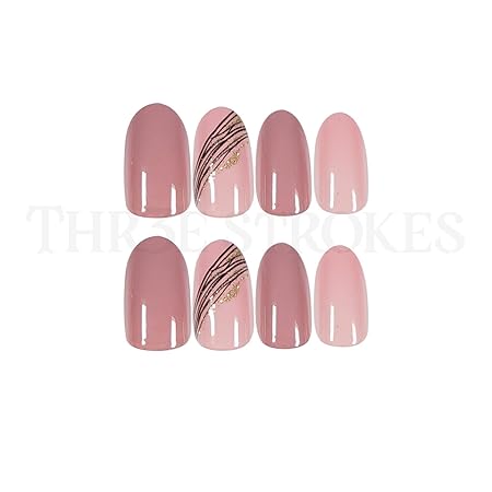 GV332 THR3E STROKES Press-On Nails, FakeNails Manicure set Salon look Nails Includes 24Nails, 1sheet gluetabs,1 Alcohol wipe,1 Manicure Stick, 1 Mini file PN-38
