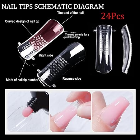 GV342 THR3E STROKES Poly Nail Gel Extension Kit for Builder Gel UV Nail Art Kit Nail Extension Set. (6 IN 1) (PINK)