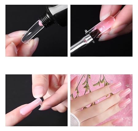 GV342 THR3E STROKES Poly Nail Gel Extension Kit for Builder Gel UV Nail Art Kit Nail Extension Set. (6 IN 1) (PINK)