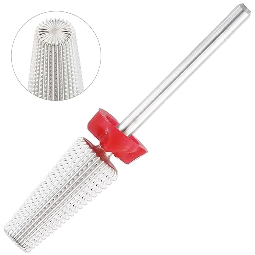 GV346 THR3E STROKES Nail Carbide 5 in 1 Bit - Two Way Rotate use for Both Left and Right Handed - Fast Remove Acrylic or Hard Gel - 3/32" Shank - Manicure, Nail Art, Drill Machine (Fine - F, Silver) (ND4)