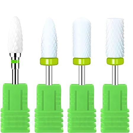 GV350 THR3E STROKES Ceramic Nail Drill Bits Set, 3/32'' (2.35mm) Professional Acrylic Nail File Drill Bit for Manicure Pedicure Cuticle Gel Nail Polishing 4Pcs (YELLOW)