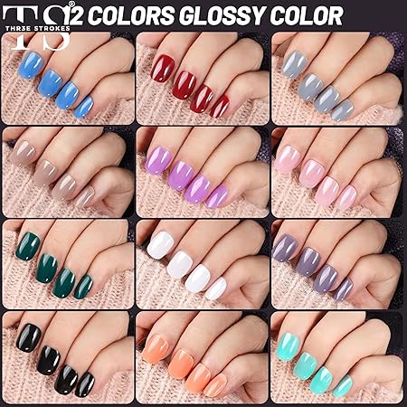 GV397 THR3E STROKES 24Pack Short Press On Nails, 576Pcs Short Round Press On Nails, Short Matte Press On Nails, Short Glossy Press On Nails, Short Fake Nails With Nail Glue(S6554)