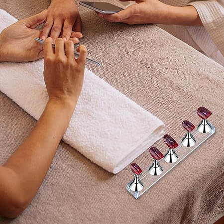 GV411 THR3E STROKES 2 Sets Acrylic Nail Display Stand - Tip Practice Stand With Magnetic Holder for DIY Nail Art and Manicure Tools (mix color)(ACRYLIC NAIL STAND 2PCS)