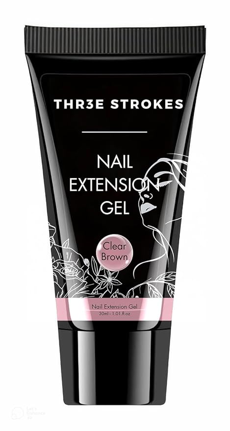 GV434 THR3E STROKES Polygel Quick Upgrade Poly Gel Finish Kits,30ML Polygel Nail Kit Builder Gel,Nail Extension Gel Trendy Nail Art Design Salon Nail Easy DIY At Home(11 CLEAR BROWN)(UV/LED Lamp Required)