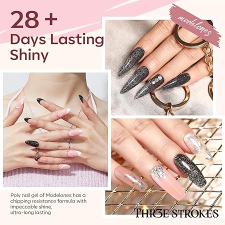 GV438 THR3E STROKES Poly Nail Gel Extension Kit for Builder Gel UV Nail Art Kit Nail Extension Set (Nude, Pink, White) (62 Items in the set)( MINIMUM 180S TO DRY)(BEGGINERS KIT) (3)