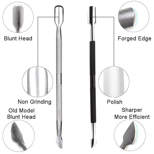 GV453 THR3E STROKES Cuticle Trimmer with Cuticle Pusher Cuticle Nipper Professional Grade Stainless Steel Cuticle Remover Cutter Clipper Durable Pedicure Manicure Tools (Black)