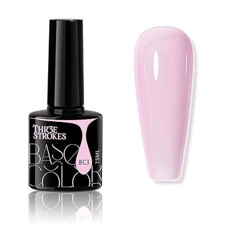 GV468 THR3E STROKES Gel Nail Polish LED UV Gel Soak Off Clear Nude Pink French Manicure Light Pink Jelly Nail GelPolish Varnish Curing Requires 1pcs 7.5ml for Home Salon Nail Art DIY