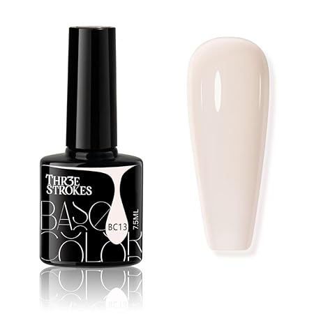GV468 THR3E STROKES Gel Nail Polish LED UV Gel Soak Off Clear Nude Pink French Manicure Light Pink Jelly Nail GelPolish Varnish Curing Requires 1pcs 7.5ml for Home Salon Nail Art DIY