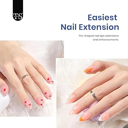 GV476 THR3E STROKES Gel Nail Kit Easy Nail Extension Set With 100Pcs Shaped Tips 6 in 1 Nail Glue Base Gel and Innovative Led Lamp Easy Funny Diy Nail Tips Art Decoration at Home Gift for Women (P12 GEL X KIT)