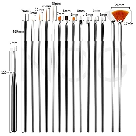 GV505 INOG 31pcs Nail Art Brushes,Nail Art Tool Set,Nail Dotting Tools,Nail Dust Brush,Striping Nail Art Brushes for Long Lines,Nail Drawing Pen For Nail Design.