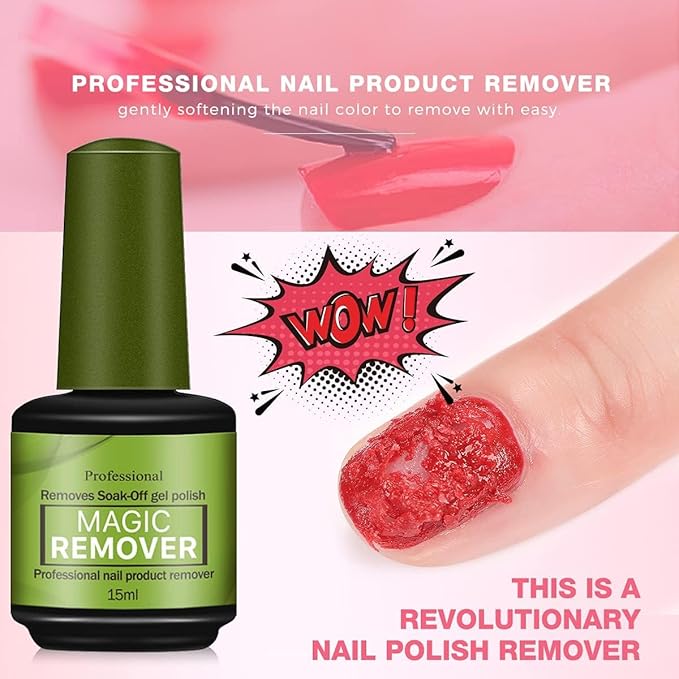 GV509 INOG Gel Nail Polish Remover, No Need for Foil, Quick & Easy Polish Remover In 3-5 Minutes, No Need Soaking Or Wrapping Doesn't Hurt Nails-15ml (Set of 3) (7in1 Filer+Peeler)