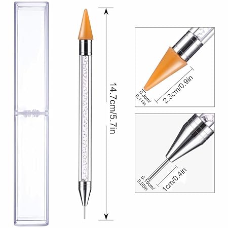 GV510 INOG 12Colors Rhinestones Gems AB Nail Art Rhinestones Decorations for DIY Nail Art Crafts Nail Gems Stones Crystals with Rhinestone, 1 pcs Rhinestone Picker Dotting Pen and 1Tweezer(1 Set )