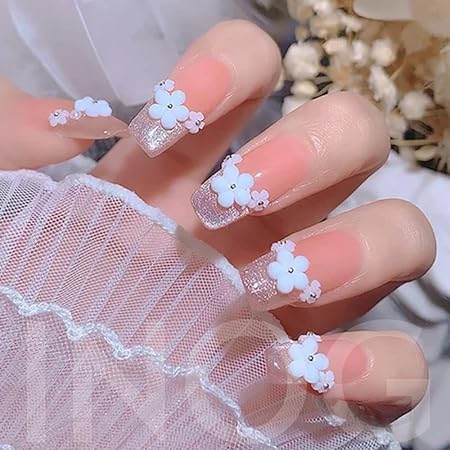 GV519 INOG 3D Flower Nail Art Kit Nail Decals Nail Charms with Golden Beads for Women Girls, 12 Color DIY Resin Flower Decals for Nails Salon Accessories with Grid Case