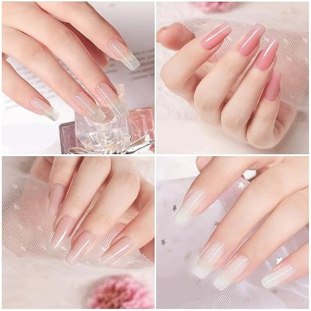 GV533 INOG Poly Gel Quick Building Nail Set,100Pcs False Nail Mold Clear Nail Extension Form Tips,10 Nail Tips Clip And 1Pcs Dual-Ended Poly Extension Brush Picker For Polygel Extension,Home Salon
