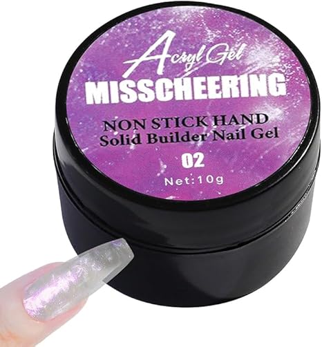 GV537 INOG Solid Builder Gel for Nails, Aurora Shimmer Hard Gel for Nail Extension, Non-Sticky Hand 3D Carving Sculpture Gel with Silicone Pen Decoration Mold for DIY Nail Art Home Salon (Aurora Purple)