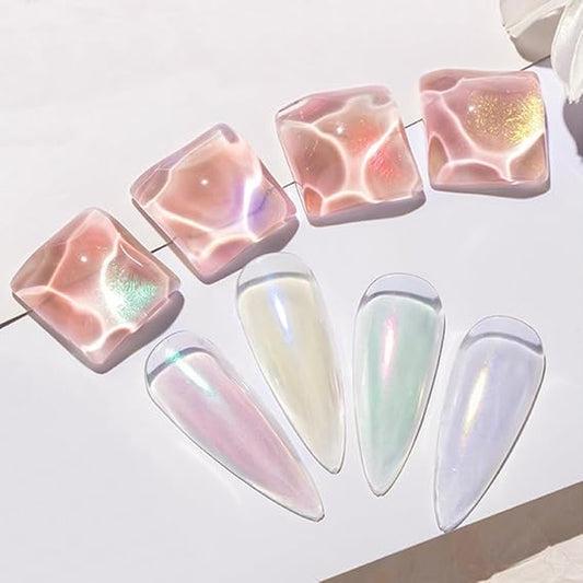 GV540 INOG 6PCS Mermaid Metallic Chrome Nail Powder Set, Mirror Effect Nail Art Powder, Holographic Pigment Glitter Dust for Gel Polish Manicure Decoration with Eyeshadow Sticks (Each 0.5gm)