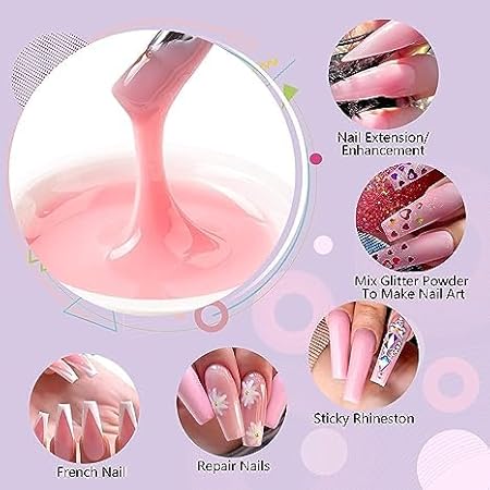 GV542 INOG Builder Gel Kit - Extension Set for Nail Strengthening and Art Manicure With 100PCS Forms, Acrylic Brush, and Filer (Pink)