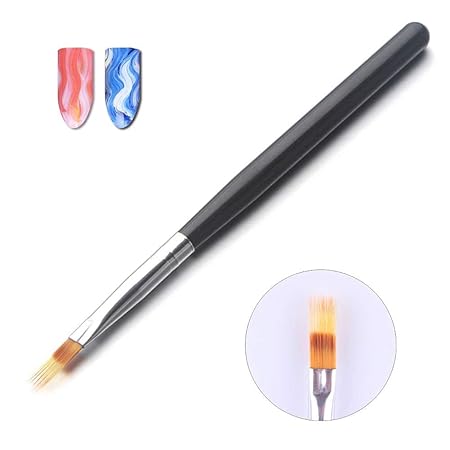 GV569 INOG 2pcs Brush Set Black Nail Ombre With Wood Handle Brush| Nail Art Tool Pen Dual Head Nail Sponge Brush Picking Dotting Gradient Ombre Nail Pen Brush with 4 Replacement Heads