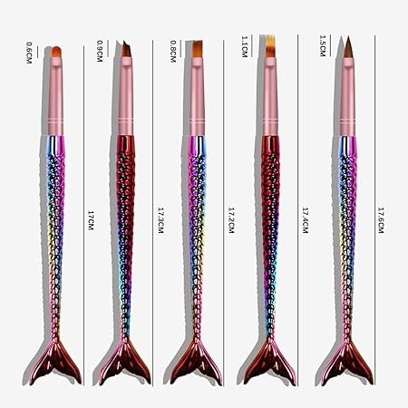 GV573 INOG 5Pcs Acrylic Nail Art Brush Set Mermaid Handle Nail Flower Painting Pen Nail Gradient Brushes UV Gel Builder Manicure DIY Tools