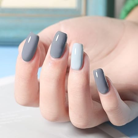 GV861 Gel Nail Polish Set - 6 Colors Nude Grey Peach Dark Red Colors Nail Polish For All Seasons Neutral Soak Off LED Lamp Cured Manicure Kit For Nail Art (61,60,65,76,130,89) (Nude Grey, 6)