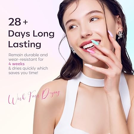 GV867 Gel Nail Polish Set - 6 ColorsSoft Pink White Light Purple Blue Green Nude Summer Nail Polish All Seasons Soak Off LED Lamp Cured Manicure Kit For Nail Art (11,45,02,51,123,77)(Soft Buzzy)