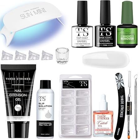 GV783 THR3E STROKES Professional Polygel Nail Extension Kit | All-in-One Medium Kit for Nail Art & Extension | Salon-Quality DIY Nail Kit (SALOMO KIT)