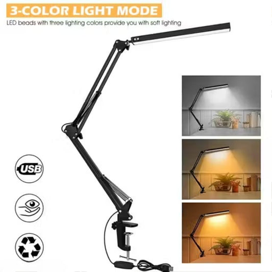 GV407 LED Desk Lamp Screw Fixed Desk Lamp Eye-Friendly LED Desk Lamp Work Lamp Dimmable Study Lamp Flexible Lamp Arm, USB Power LED Desk Lamp for Home, Office