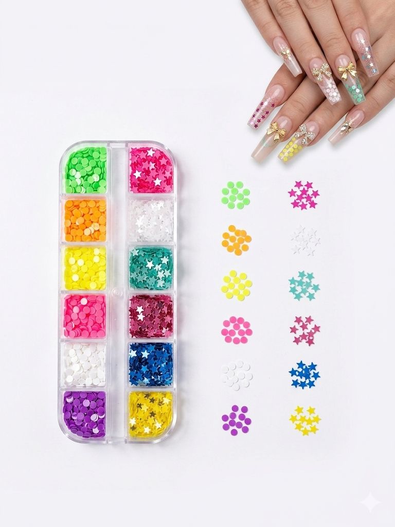 GV1050 Fall Nail Art Stickers Maple Leaf Nail Art Glitter Set – 3D Autumn Nail Sequins Decoration Kit