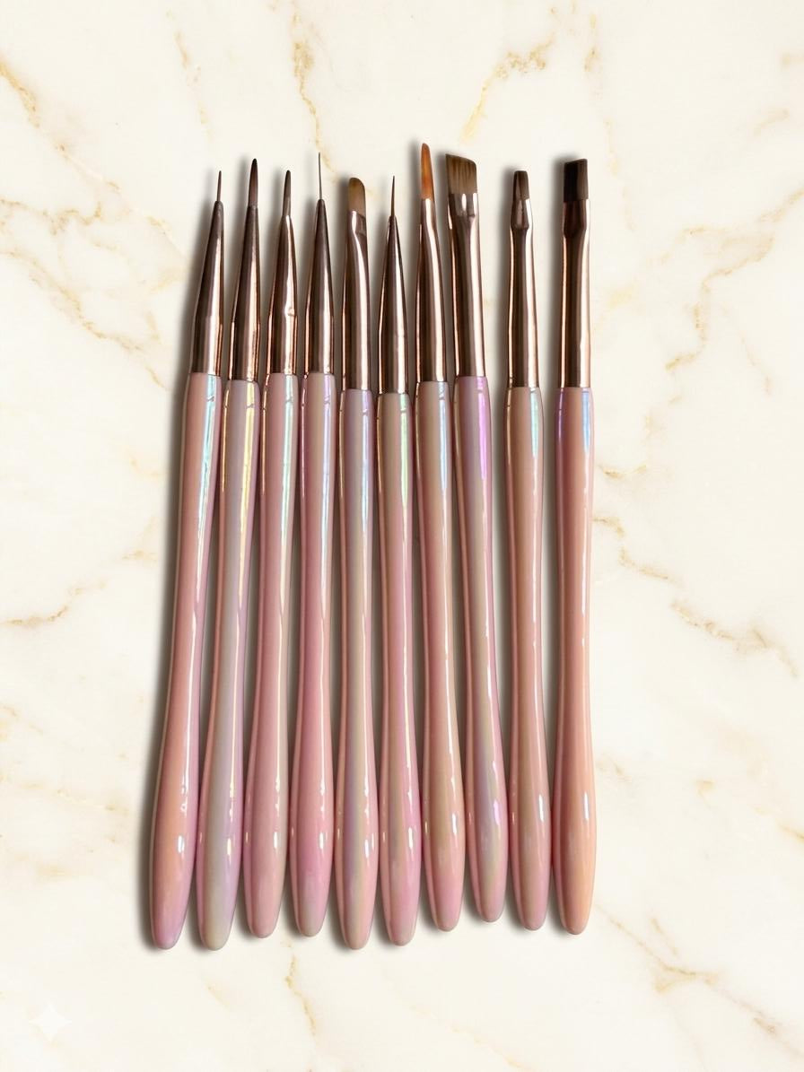 GV1018 10 PCS Nail Art Brush Set – Professional Nail Design Brushes Kit Color may Vary