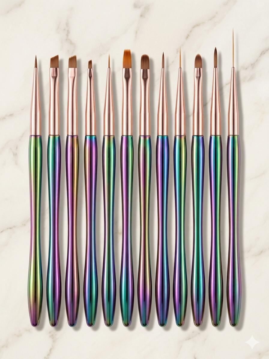 GV1026 10 PCS Nail Art Brush Set – Professional Nail Design Brushes Kit Color may Vary