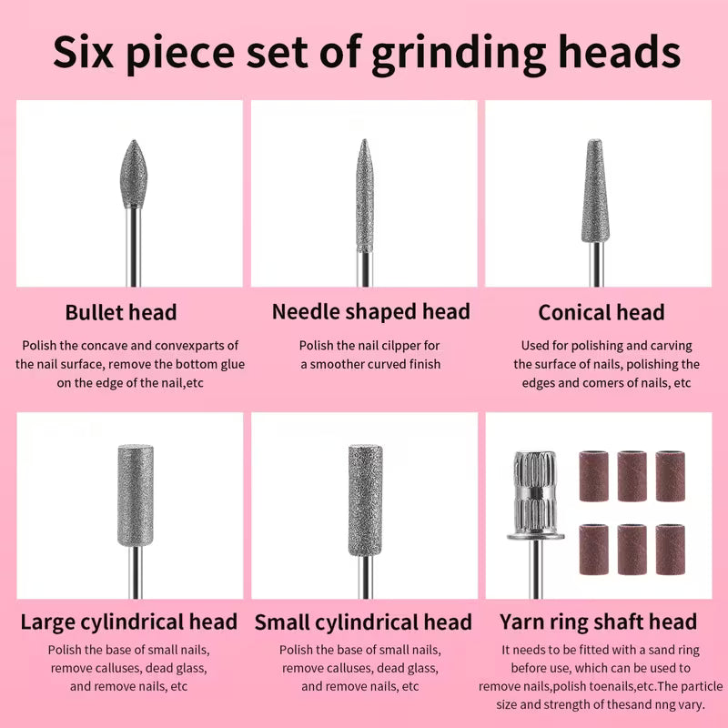 GV1165 45000 RPM Nail Drill Machine – Professional Electric Nail File with Digital Display, Pink Rhinestone Design
