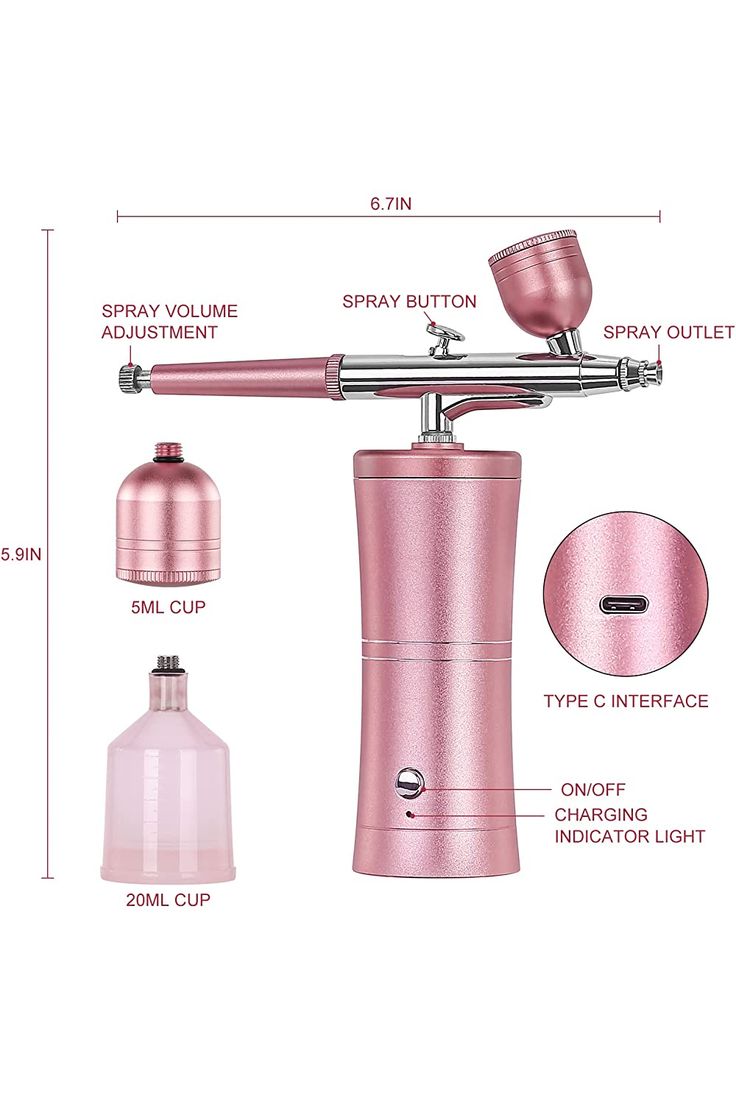 GV848 Rechargeable Airbrush Kit with Compressor – assorted colors Portable Cordless Airbrush Gun for Makeup, Nail Art, Cake Decorating, Crafts & DIY