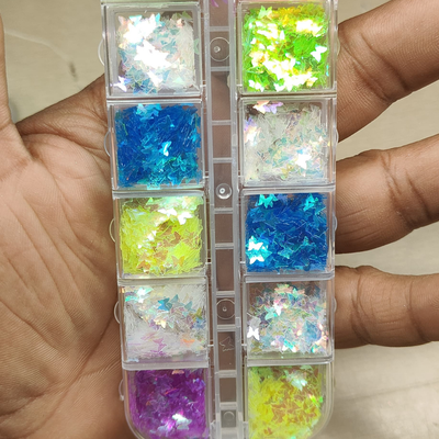 GV813 Holographic Star Nail Art Glitter Set – 12-Color Assorted Iridescent Flakes for DIY Nails, Resin & Crafts