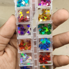 GV785 12-Grid Holographic Maple Leaf Nail Art Sequin Box – Metallic Glitter Shapes for DIY Nails
