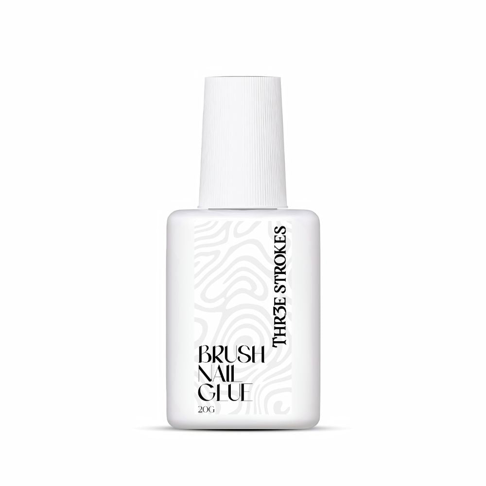 GV1077 THR3E STROKES Brush Nail Glue 20g | Super Strong Hold | Fast Drying | Long Lasting 28 Days | For Press On Nails, Nail Tips & Nail Art | Professional Brush On Nail Adhesive