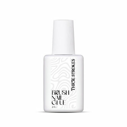 GV1077 THR3E STROKES Brush Nail Glue 20g | Super Strong Hold | Fast Drying | Long Lasting 28 Days | For Press On Nails, Nail Tips & Nail Art | Professional Brush On Nail Adhesive