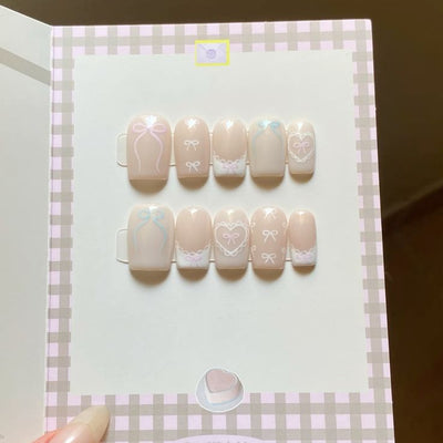 GV981 Nail Display Card for Press-On Nails – Cute Bow Design Nail Presentation Board for Nail Sets Mix Pattern