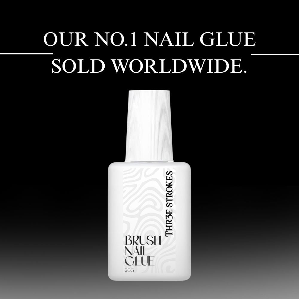 GV1077 THR3E STROKES Brush Nail Glue 20g | Super Strong Hold | Fast Drying | Long Lasting 28 Days | For Press On Nails, Nail Tips & Nail Art | Professional Brush On Nail Adhesive