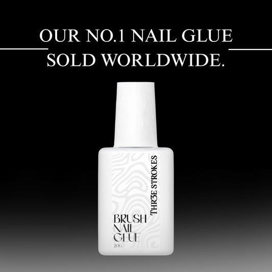 GV1077 THR3E STROKES Brush Nail Glue 20g | Super Strong Hold | Fast Drying | Long Lasting 28 Days | For Press On Nails, Nail Tips & Nail Art | Professional Brush On Nail Adhesive