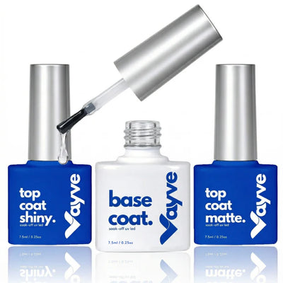 GV978 Vayve 3-in-1 Nail Essential Set – Base Coat + Matte & Shiny Top Coat Combo
