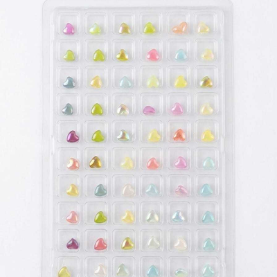 GV1088 3D Pastel Heart Nail Charms Set – Aurora Resin Heart Nail Art Decorations for Acrylic, Gel & DIY Manicure (60 Pcs Assorted Colors)