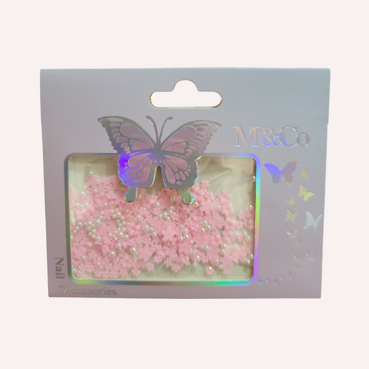 GV705 12Pcs 3D Flower Nail Art Decorations with Pearl Beads – DIY Nail Accessories Pack Multicolor